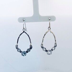 Vintage 925 Sterling Silver Teardrop CZ Dangle Earrings Estate Jewelry Gift Set